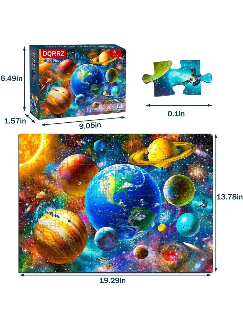 Puzzles for kids ages 8-10 6-8 solar system planets floor puzzle 200 piece